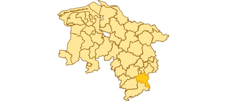 Grafik des Umrisses des Landkreises Goslar in Niedersachsen